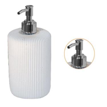 Imagem de Porta Sabonete Redondo Listrado Saboneteira Liquida Para Lavabo Banhei