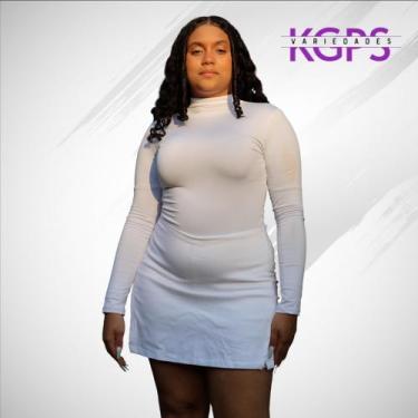 Imagem de Saia Duas Fendas Basica Elegante Tecido Bengaline Plus Size - Branca -