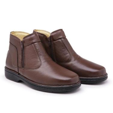 Imagem de Bota Botina em Couro Masculino Zíper Elegante Resistente Super Confort
