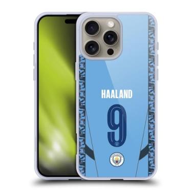 Imagem de Head Case Designs Capa de gel macia oficialmente licenciada pelo Manchester City Man City FC Erling Haaland 2024/25 Players Home Kit compatível com Apple iPhone 16 Pro Max