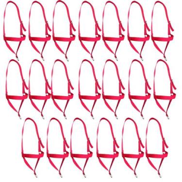 Imagem de Kit 20 Cabrestos Bezerro Novilho Garrote Fita Regulagem Kit para Leilã