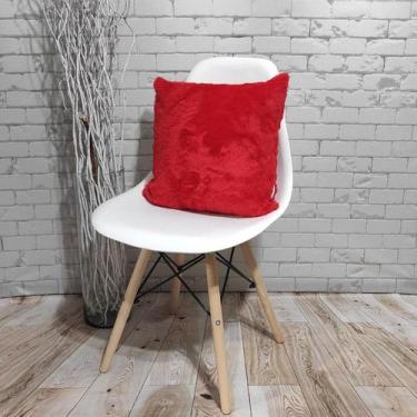 Imagem de Almofada de Pelucia Pelo Curto Vermelha Decoração Para Sofá 40x40 - No