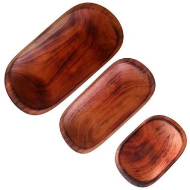 Imagem de Kit 3 Gamela Madeira Sem Emendas Churrasco Gameleira Petisco Carnes Rú