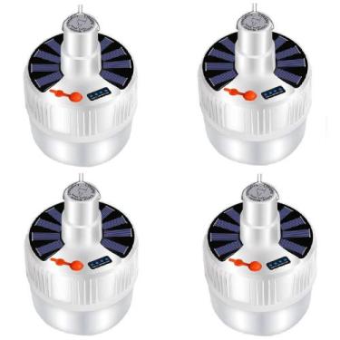 Imagem de Kit 4 Lâmpadas Solar Emergências Bulbo Energia Duradoura Luz Branca - 