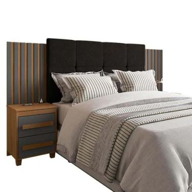 Imagem de Cabeceira Ripada Estofada Casal / Queen / King Com 2 Criados Suíça RV 