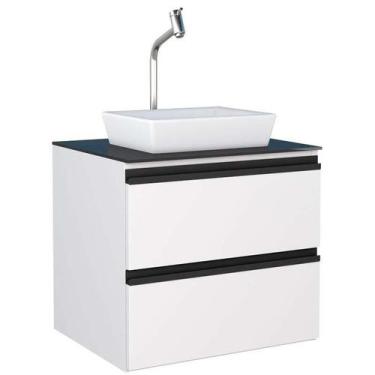 Imagem de Gabinete Para Banheiro Aço Gaia 60 com Cuba Linea Cozimax Branco