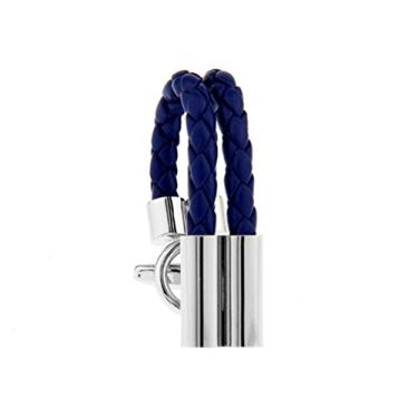 Imagem de Corrente de couro azul masculina camisa francesa exclusiva abotoaduras de noivo de casamento