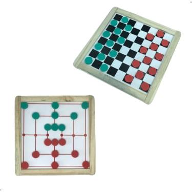 Imagem de Jogo de Damas e Trilha no Mesmo Tabuleiro, Diversão Dupla, Estratégia para Todas as Idades, Tabuleiro Durável e Peças em E.V.A, Ideal para Família e Amigos, 2 em 1 Clássico Escritex