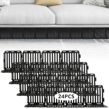 Imagem de ABuff Pacote com 24 bloqueadores para debaixo do sofá, bloqueador preto embaixo da cama para animais de estimação, móveis de plástico embaixo da parada de sofá protetores de sofá que param para