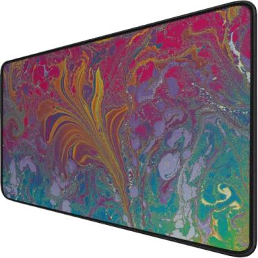 Imagem de Mouse pad grande para jogos estendido com bordas costuradas, base de borracha natural antiderrapante durável, tapete de teclado de computador à prova d'água para profissionais de