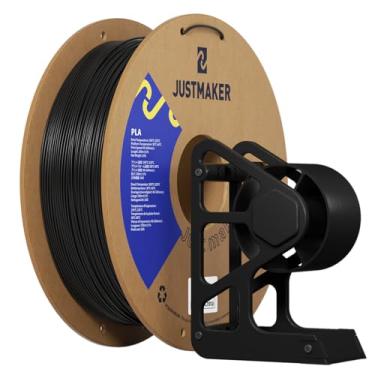 Imagem de JUSTMAKER Filamento de impressora 3D PLA, carretel de papelão atualizado, impressão com a maioria das impressoras 3D, precisão dimensional +/-0,03 mm, 1,75 mm, 1 kg, preto