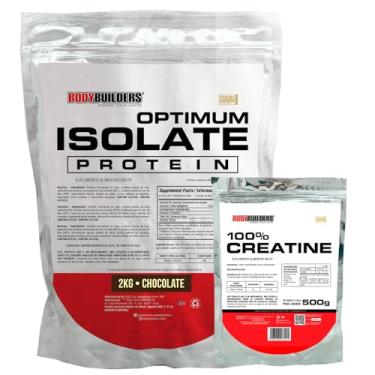Imagem de Kit Whey Protein Optimum Isolate 2kg + 100% Creatina 500g - Bodybuilders (Chocolate)