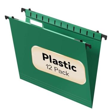 Imagem de Nordun Pasta de arquivo de plástico para pendurar, tamanho carta, pacote com 12 pastas suspensas reforçadas com expansão de 5 cm, pastas de arquivo resistentes, pastas de arquivo verdes penduradas,