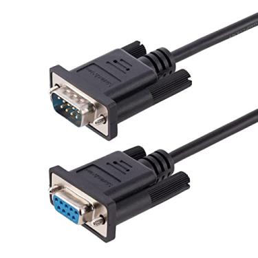 Imagem de StarTech.com Cabo de modem serial RS232 de 3 m, cabo serial crossover com blindagem Al-Mylar, cabo de porta COM serial DB9 fêmea para macho, compatível com dispositivos DTE, preto, F/M (9FMNM-3M-RS232-CABLE)