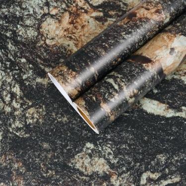 Imagem de CHIHUT Papel de contato de mármore preto fosco para bancadas à prova d'água, autoadesivo, papel de parede de mármore para cozinha, banheiro, bancada, papel adesivo, 30,5 x 1192 cm, papel decorativo de