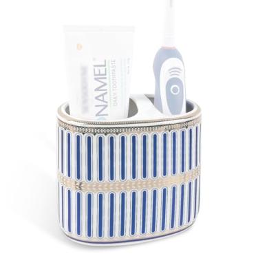 Imagem de Linkidea Suporte de escova de dentes de bancada para banheiro, suporte de escova de dentes de cerâmica para escova de dentes elétrica e pasta de dente, organizador compatível com a série Oral-B iO,