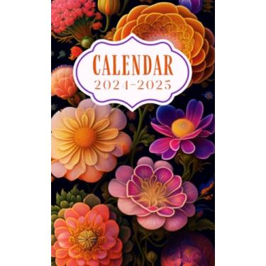 Imagem de Pocket Calendar 2024-2025 for Purse: Small Size Monthly Pocket Planner for Purse | 2 year 2024-2025 | Model23 - Floral Botanical Soft Cover Flowers ... | Important Dates | Password Keeper | Notes