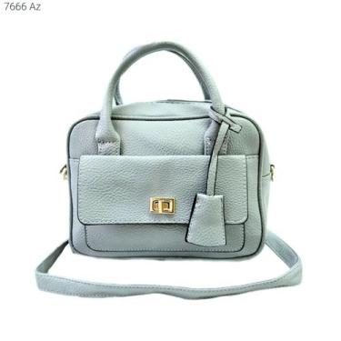 Imagem de Bolsa Feminina estilo Baú de Mão / Transversal 7666 - H2 Bolsas, Azul