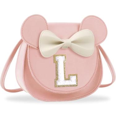 Imagem de Presentes de aniversário para meninas de 2, 3, 4, 5, 6, 7, 8, 9 e 10 anos de idade, bolsa infantil infantil para meninas pequenas com laço de orelha de rato personalizado, Pequeno-rosa-branco, Large,