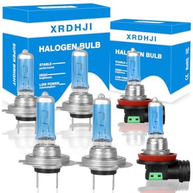 Imagem de XRDHJI Adequado para lâmpadas de farol de halogêneo de alto desempenho Kia Optima 2014 2015, farol alto H7 + farol baixo H7 + kit de lâmpada de substituição de farol de neblina H11, pacote com 6
