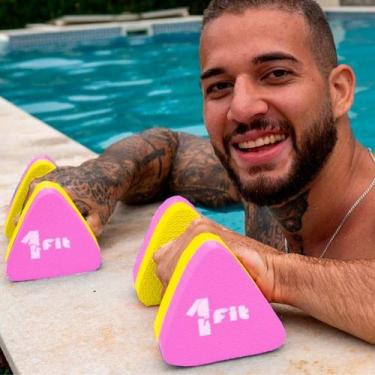 Imagem de Par de Halter Natação Hidro Hidroginástica Rosa/Amarelo P 12Kgs 1 Fit