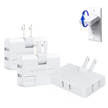 Imagem de ETwinCoo Adaptador Ca Extensor De Tomada De Parede Plana De 3 Vias - Plugue De Torneira De Parede Interna Giratória De 2 Pinos, Divisor De Tomada (Instalação Rápida E Fácil) Perfeito Para Casa E Via