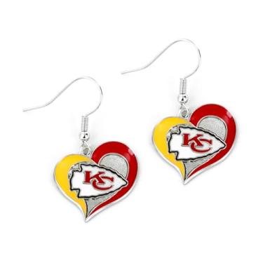 Imagem de aminco Brincos femininos NFL Kansas City Chiefs Swirl Heart Multi, tamanho único