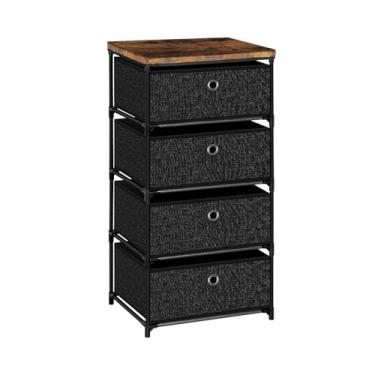 Imagem de VASICAR Mesa de cabeceira com 4 gavetas, organizador de roupas, cômoda de tecido pequeno para quarto, armário, entrada, corredor, berçário, dormitório