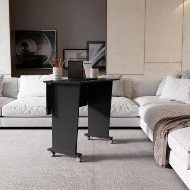 Imagem de Mesa Dobrável Preta com Rodizio Office 73x80 Cm ME4117 - Tecno Mobili
