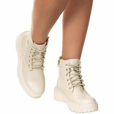 Imagem de Coturno Feminino Plataforma Militar Blogueira Amarrar Zíper Fecho Clas