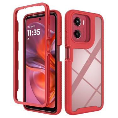 Imagem de Compatível com Motorola Moto E15, capa protetora antiqueda e absorção de choque compatível com Motorola Moto G05 / Moto G15 / Moto G25 capa vermelha