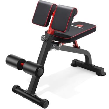 Imagem de BODYWAKER Banco de extensão de cadeira romana para glúteos, isquiotibiais e parte inferior das costas, banco de hiperextensão, banco de peso ajustável e dobrável para treinamento de força em academia