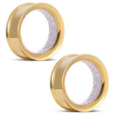 Imagem de LOMISS 2 Peças ALARGADOR AÇO CIRÚRGICO PVD COM ZIRCÔNIA INTERNA (DOURADO, 10MM)