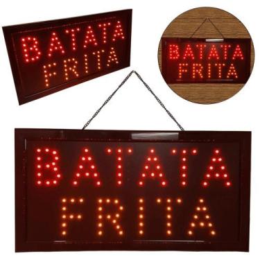 Imagem de Luminária Neon LED Batata Frita Iluminação Fluorescente para Bares, Cl