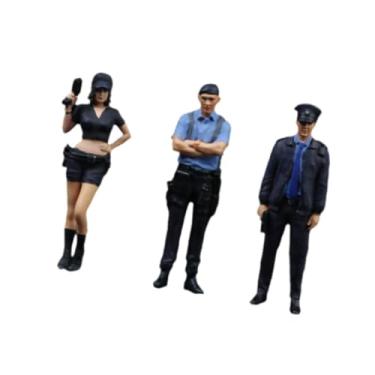Imagem de Dynwave 3x 1/64 escala Diorama Police Figures Collection Resina pintada de People Modelo de People Pessoas para Conjuntos Ferroviários Modelo Trens