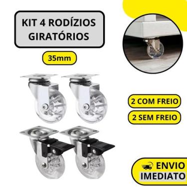 Imagem de Kit 4 Rodízio Giratório Em Gel Rodinha Silicone Para Móveis 35mm - HD 