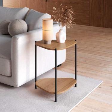 Imagem de Mesa Lateral Orgânica com Prateleira 44,2cm Pés em Metal - Artesano SE