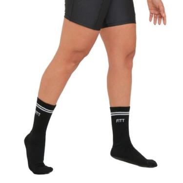 Imagem de Meia fitness poliamida preto e branco - FITT, Preto, 34 a 39