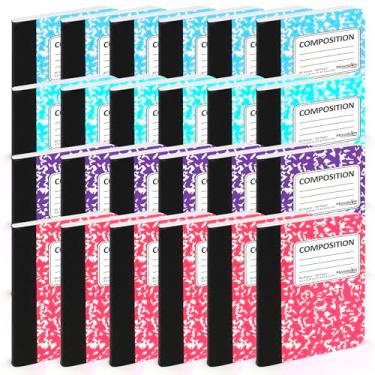 Imagem de Manaloom Mini cadernos de composição, caderno de bolso pequeno, para crianças, estudantes, faculdade, cadernos de diário, 4 cores - 11,4 cm x 8,3 cm - 80 folhas/livro - (pacote com 24)