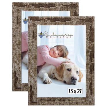 Imagem de Kit 2 Molduras Porta Retrato 15X21 Marrom - Santamaria Molduras