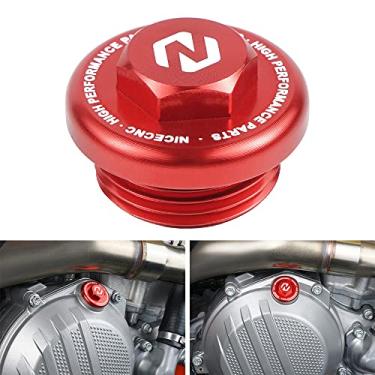 Imagem de NICECNC Tampa de enchimento de óleo de motor vermelha compatível com Beta RR 2T 200/250/300 2018 2019 2020 2021 2022 2023 2024 XTrainer 300 2018-2024 Ver instalação