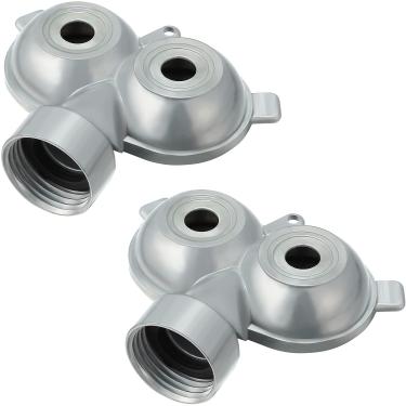 Imagem de Aspersor de pontos duplos com estampa de círculos, aspersor de metal para jardim, aspersor de água giratório, padrão de 360 graus, cabeça de irrigação para crianças pequenas brincando, prata (2 peças)