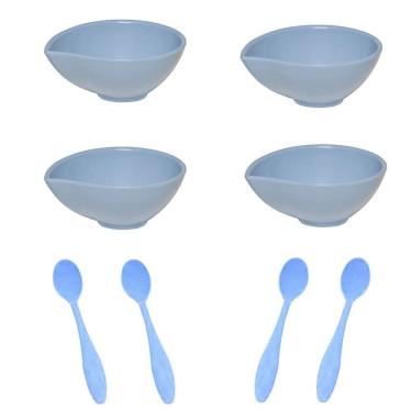 Imagem de Kit 4 Cremeiras Gota 120Ml + 4 Colheres Azul Polipropileno