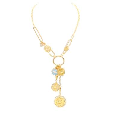 Imagem de JNF Colar gargantilha grossa em camadas de ouro e prata com pingentes sortidos, corrente em tom de ouro 18 K, prata esterlina, feito à mão, Boho Y2K, 45 cm, ajustável, Adjustable, Metal metal Esmalte,