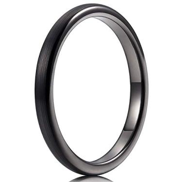 Imagem de THREE KEYS JEWELRY Alianças de casamento femininas pretas escovadas unissex de carboneto de tungstênio 2 mm/4 mm/6 mm/8 mm, ajuste confortável, vintage, Metal, Sem pedra preciosa