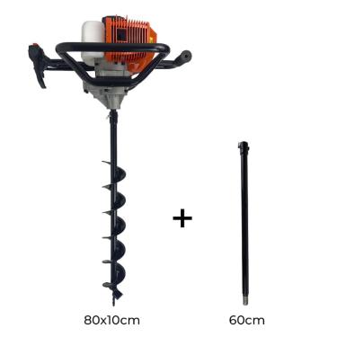 Imagem de Perfurador de Solo A Gasolina 52cc Incluso Broca 80x10cm + Extensão 60cm Carbon Fak