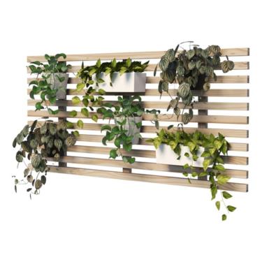 Imagem de Painel Jardim Vertical em Madeira, Treliça Decorativa para Plantas, Suporte para Vasos, Natural