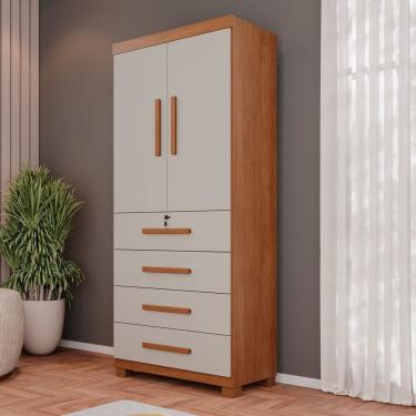 Imagem de Guarda-roupa 2 Portas 4 Gavetas Ilhéus Espresso Móveis Cinamomo / Off White