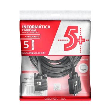 Imagem de Cabo Monitor Vga Macho Ferrite 5 Metros