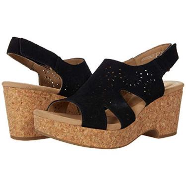 Imagem de Clarks Sandália anabela feminina Giselle Bay, Camurça preta, 8.5